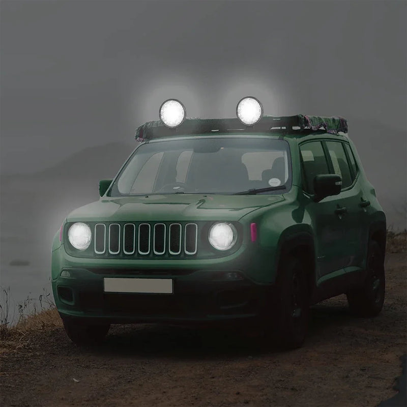 Kit com 10 Faróis de Milha Off-Road 14 LEDs Redondo - 42W de Potência