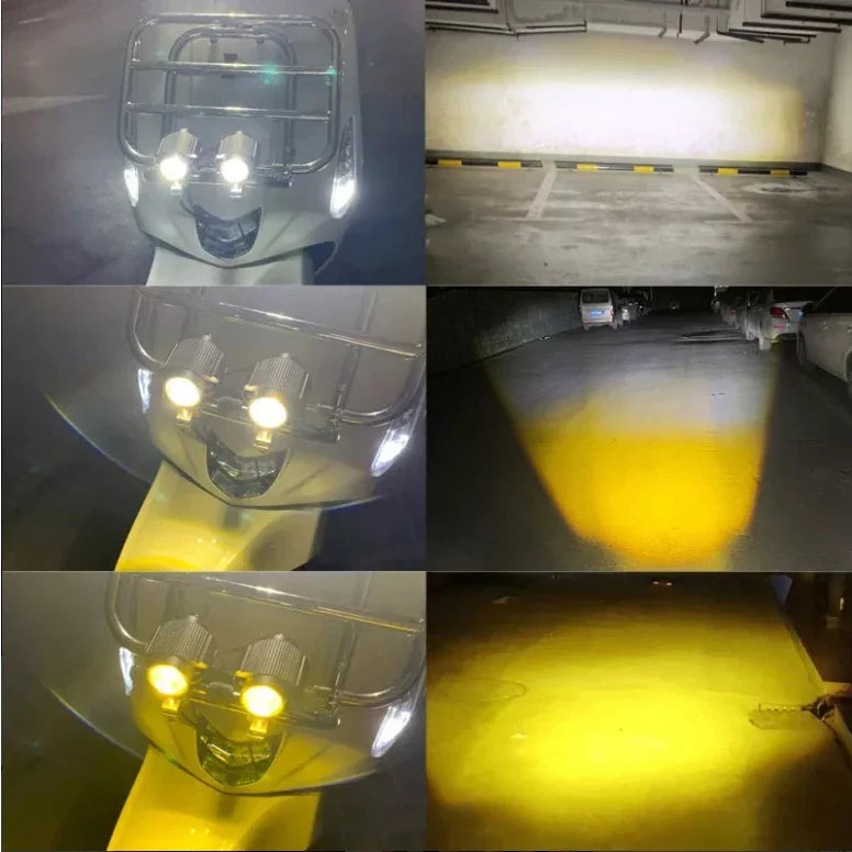 Par de Faróis de Milha LED para Motocicleta – Potência de 10.000 Lúmens com Luz Alta e Baixa