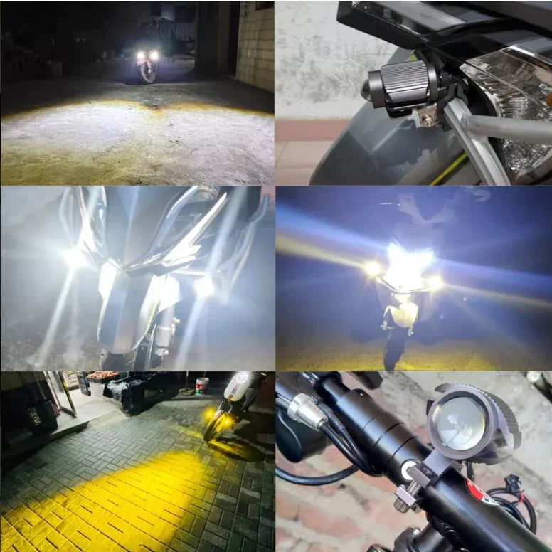 Par de Faróis de Milha LED para Motocicleta – Potência de 10.000 Lúmens com Luz Alta e Baixa